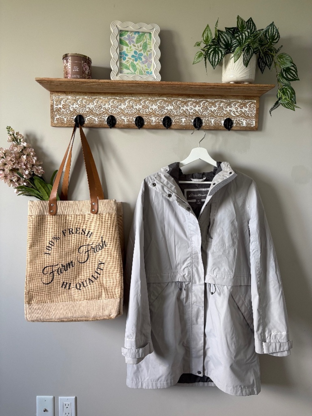 Eddie Bauer Light Grey Rain Jacket